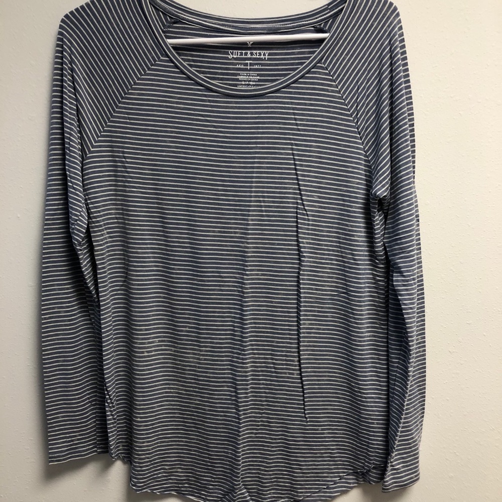 Blue and white longe sleeve